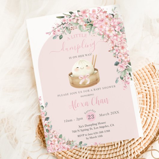 Invitation Baby shower Kawaii Little Dumpling Cherry Blossoms
