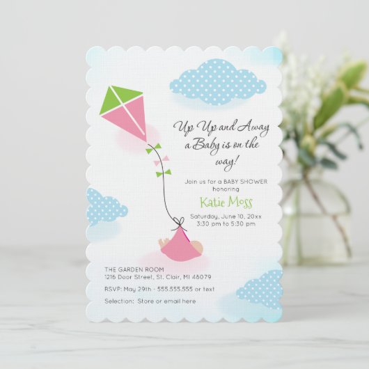 Invitation Baby shower Kite (Debout devant)