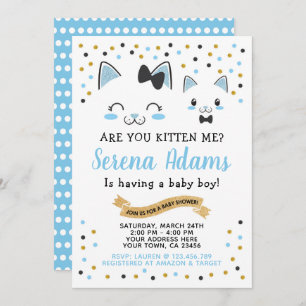 Invitation Baby shower Kitty Cat Boys