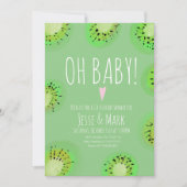 Invitation Baby shower Kiwi moderne Aquarelle Polis Points Ro (Devant)