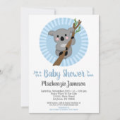 Invitation Baby shower Koala Bear Blue Boys (Devant)