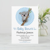 Invitation Baby shower Koala Bear Blue Boys (Debout devant)