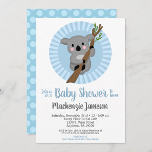 Invitation Baby shower Koala Bear Blue Boys