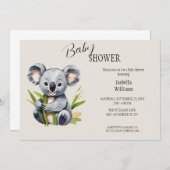 Invitation Baby shower Koala Bébé mignon (Devant / Derrière)