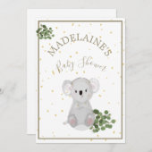 Invitation Baby shower Koala Floral Vert (Devant / Derrière)