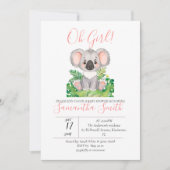 Invitation Baby shower Koala Jungle Aquarelle (Devant)