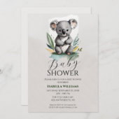 Invitation Baby shower Koala simple (Devant / Derrière)