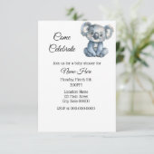 Invitation Baby shower Koala simple aquarelle (Debout devant)