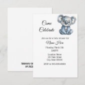 Invitation Baby shower Koala simple aquarelle (Devant / Derrière)