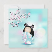 Invitation Baby shower Kokeshi Doll Cherry Blossoms (Dos)