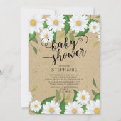 Invitation Baby shower Kraft Daisy Flowers (Devant)