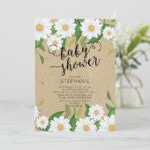 Invitation Baby shower Kraft Daisy Flowers (Debout devant)