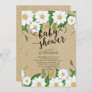 Invitation Baby shower Kraft Daisy Flowers