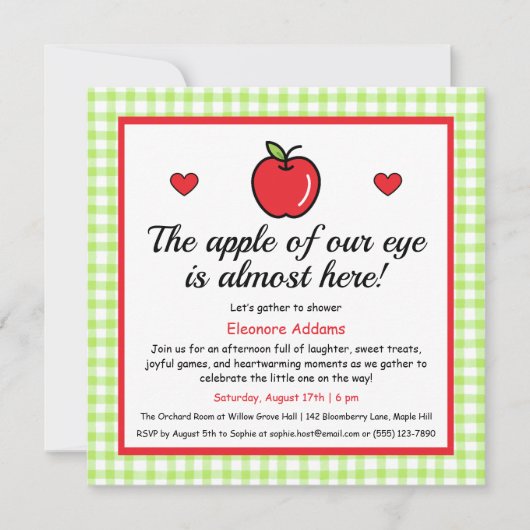 Invitation Baby shower "La pomme de notre oeil" (Devant)