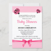 Invitation Baby shower Ladybug rose mignon (Devant)
