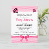 Invitation Baby shower Ladybug rose mignon (Debout devant)