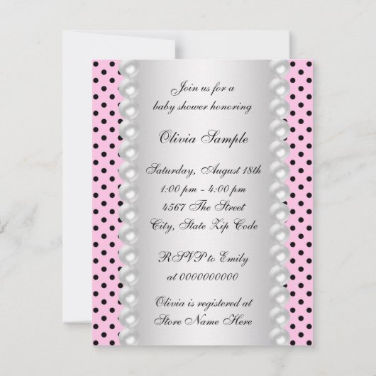 Invitation Baby shower Ladybug rose mignon (Dos)
