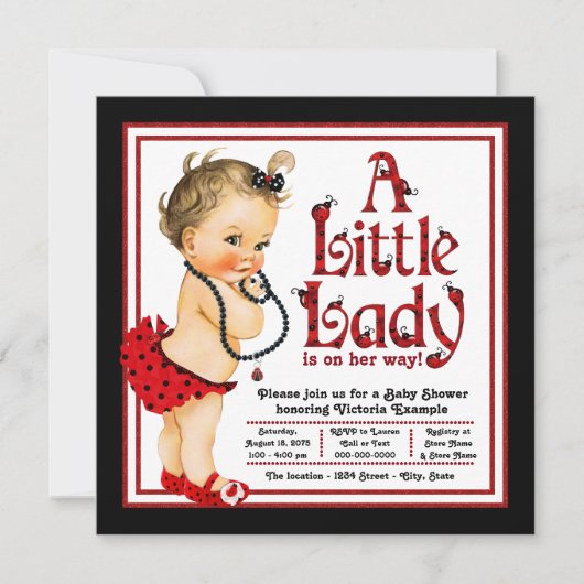 Invitation Baby Shower Ladybug Rouge (Devant)