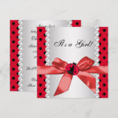 Invitation Baby Shower Ladybug Rouge (Devant / Derrière)