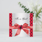 Invitation Baby Shower Ladybug Rouge (Debout devant)