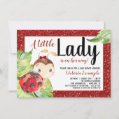 Invitation Baby Shower Ladybug Rouge et Noir (Devant)