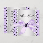 Invitation Baby Shower Ladybug Violet (Devant / Derrière)
