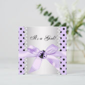 Invitation Baby Shower Ladybug Violet (Debout devant)