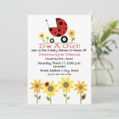 Invitation Baby shower - Ladybugs et Fleurs sauvag (Debout devant)