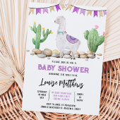 Invitation Baby Shower Lama Violet