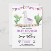 Invitation Baby Shower Lama Violet (Devant)