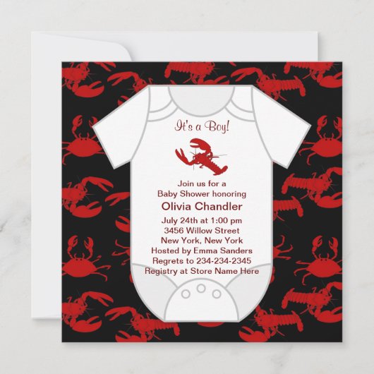Invitation Baby Shower Langouste Écrevisse (Devant)