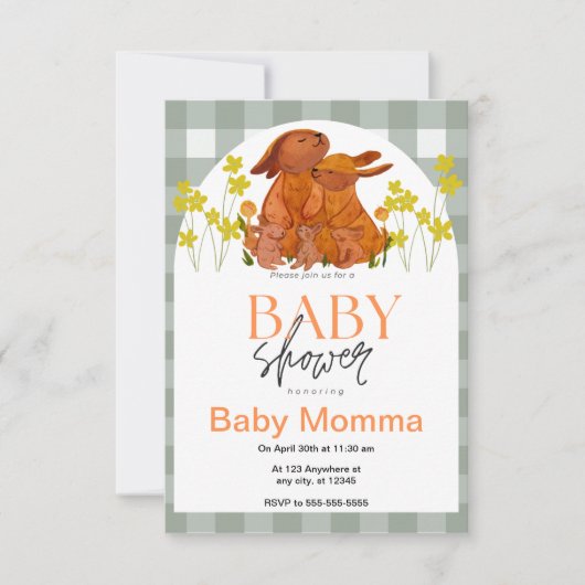 Invitation Baby shower lapin (Devant)