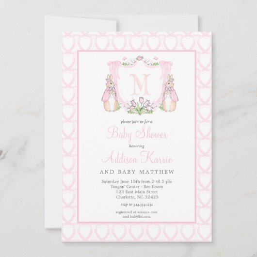 Invitation Baby shower lapin (Devant)