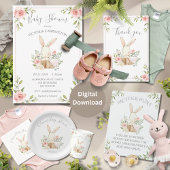 Invitation Baby shower lapin à lapin rose