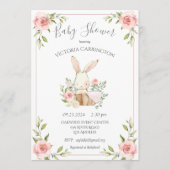 Invitation Baby shower lapin à lapin rose (Devant)