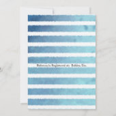Invitation Baby Shower Lapin Blanc Rayure Bleue Blanche (Dos)