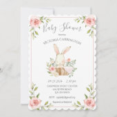 Invitation Baby shower lapin blanc rose (Devant)