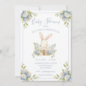 Invitation Baby shower lapin Blue Hydrangea Bunny (Devant)