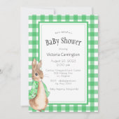 Invitation Baby Shower Lapin Bunny Gingham Vert (Devant)