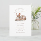 Invitation Baby shower lapin couché Couleurs neutres (Debout devant)