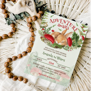 Invitation Baby-Shower Lapin de Bois