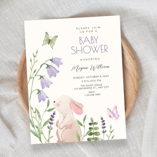 Invitation Baby shower lapin de jardin