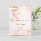 Invitation Baby shower lapin de la petite fille (Debout devant)