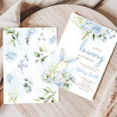 Invitation Baby shower lapin de lapin de fleurs bleues