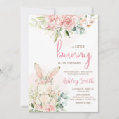 Invitation Baby shower lapin de lapin rose (Devant)