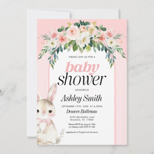 Invitation Baby shower lapin de Pâques (Devant)