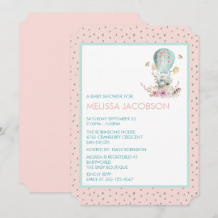 Invitation Baby Shower Lapin en Montgolfière
