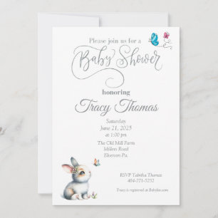 Invitation Baby shower lapin et papillons