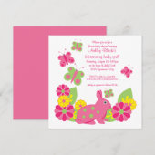 Invitation Baby shower lapin et papillons (Devant / Derrière)