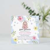 Invitation Baby shower lapin fille Whimsical (Debout devant)